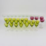 A collection of Val Saint Lambert colored and uranium glasses
