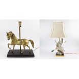 2 lampadaires from the 1970s gilded horses