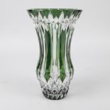Val Saint Lambert Art Deco vase in colorless and green cut crystal