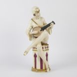 Art Deco Royal Dux statue Girl with banjo ca 1925