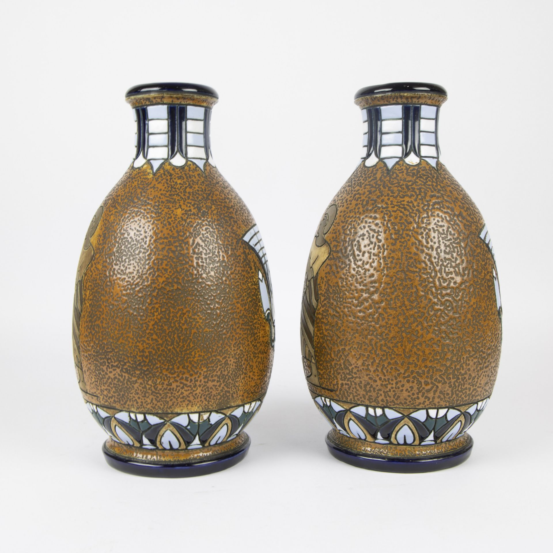 Pair Of Amphora Vases Ceramic Austria 1920s - Bild 2 aus 8