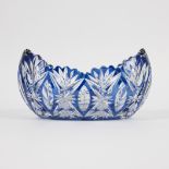 Blue crystal walnut bowl 1908 from Val Saint Lambert-Hubert Fouarge