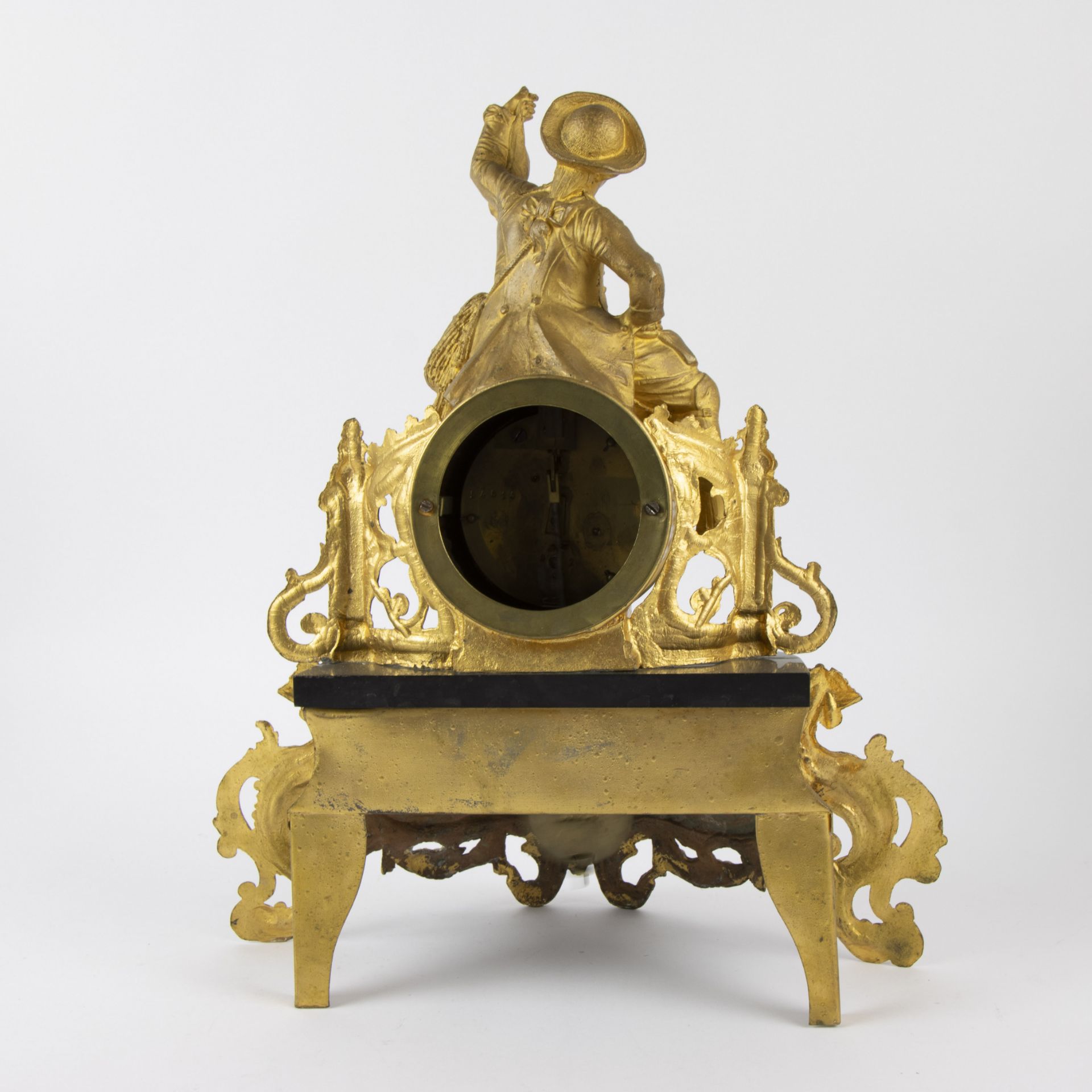 French gold-plated romantic mantel clock with enamel dial in a globe, 2nd half 19th century and Fren - Image 6 of 6