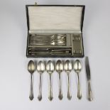 Box with silver cutlery silver 800