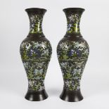 Pair of Japanese champlevé vases from the Meiji period