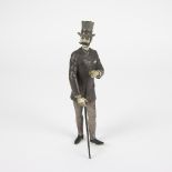 Viennese bronze gentleman with chapeau buse 1st half 20th century