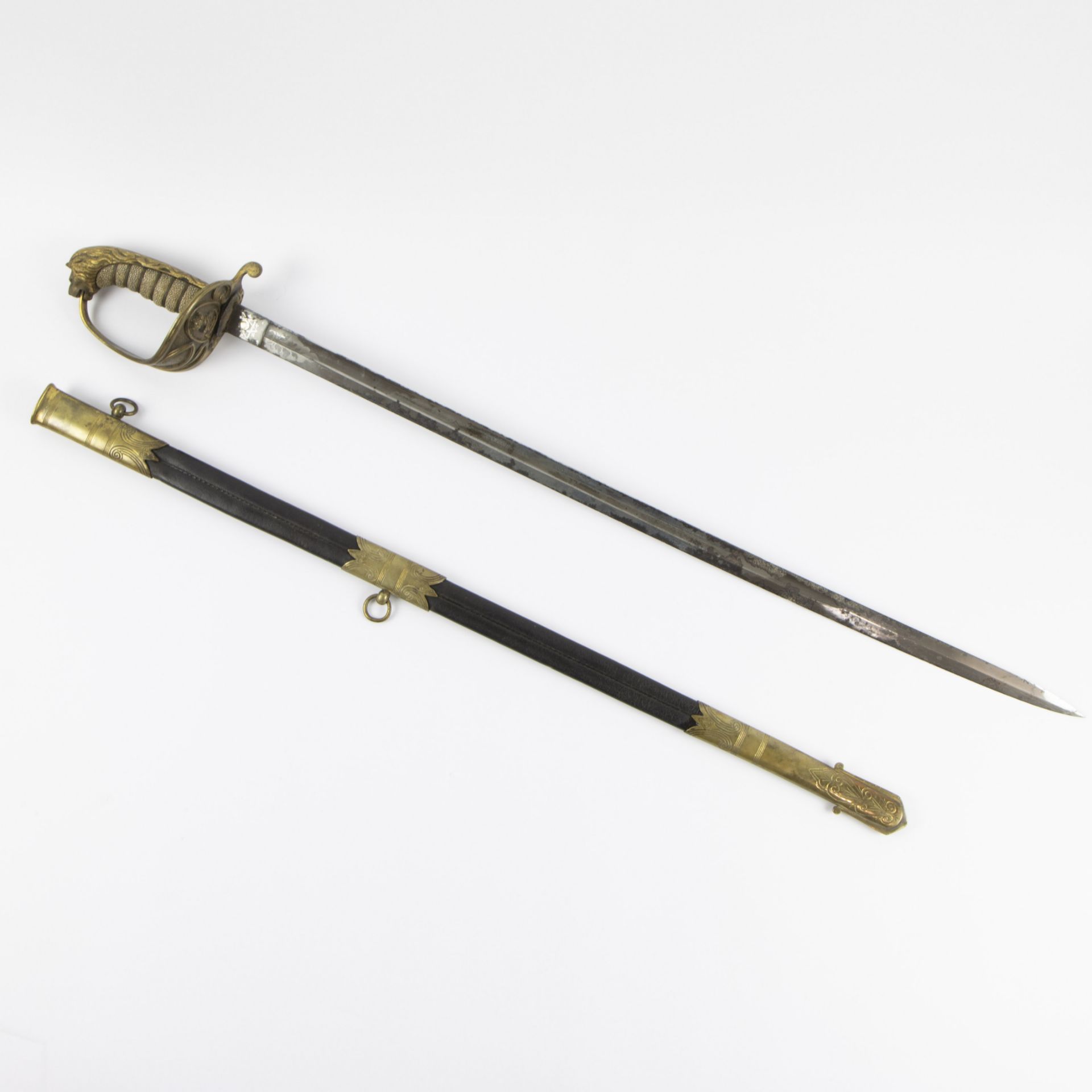 19th century English navy saber with scabbard Symons & Son Davenport