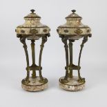 Pair of Louis XVI style marble and giltbronze cassolettes.