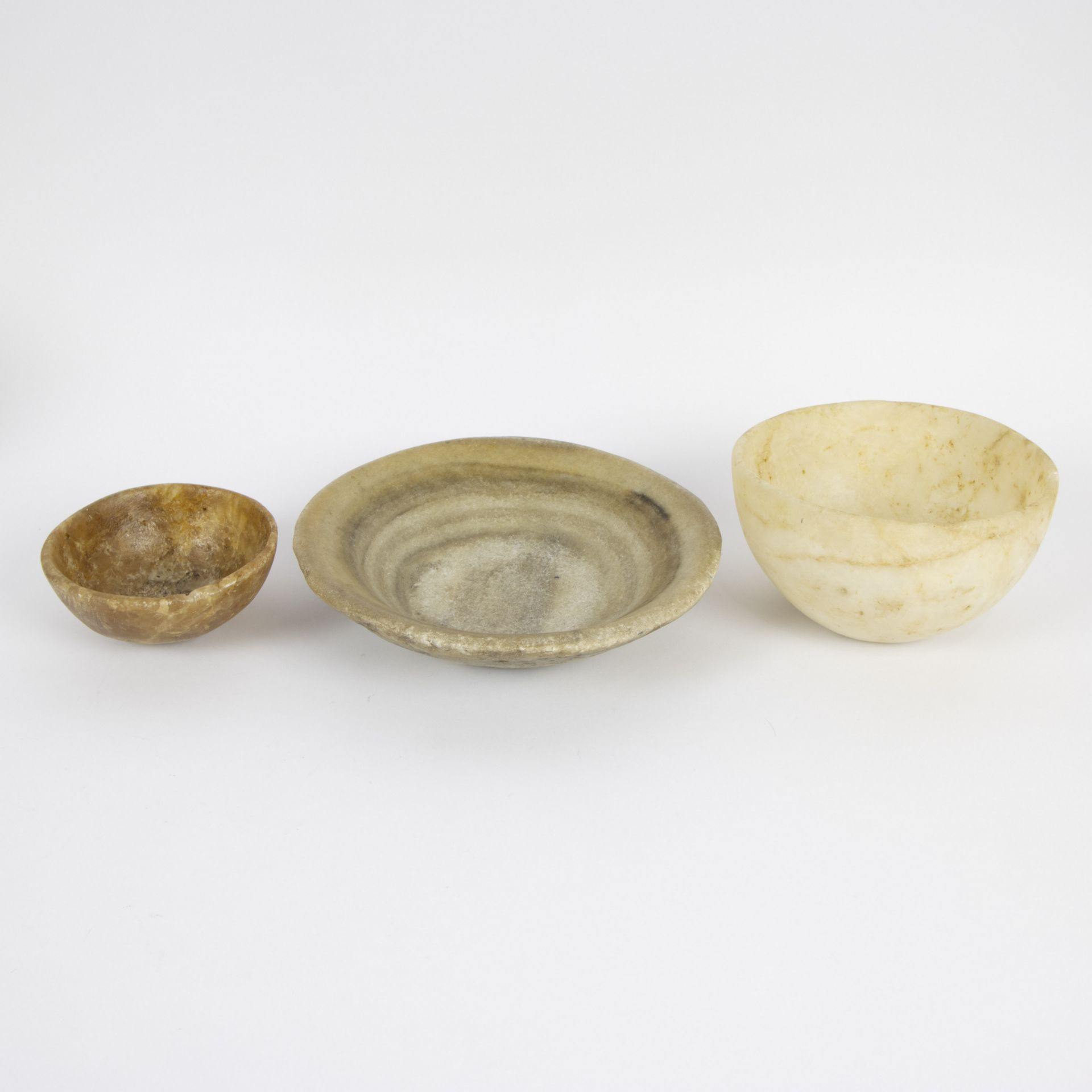 A collection of miscellaneous items a.o. 3 old alabaster dishes, petrified fungus and a turtle shell - Image 2 of 4