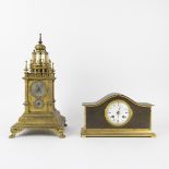 Heavy brass gilt mantel clock with silver plated dials, 2nd half 19th century.