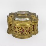 Bronze jewelery box with hand-painted Sèvres plaques 19th century