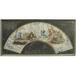 18th century paper fan watercolored dated 1780
