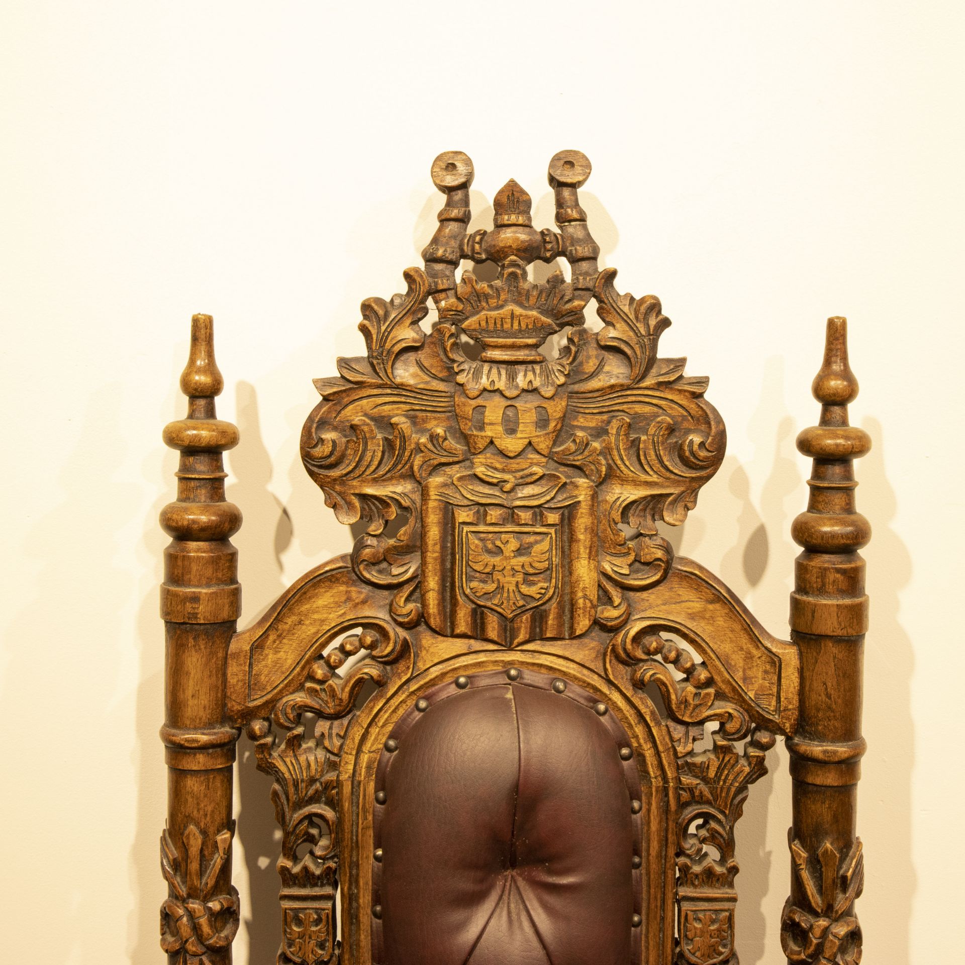 Castle arm chair sculpted with lion heads - Image 2 of 6