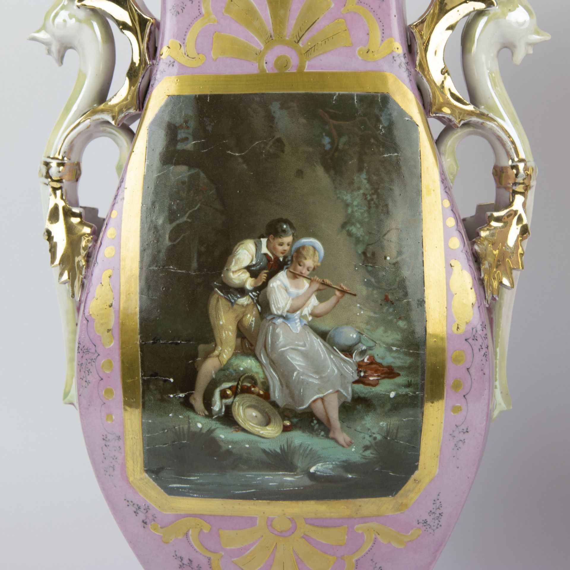 Pair of hand-painted 19th century vases Vieux Paris - Bild 3 aus 9