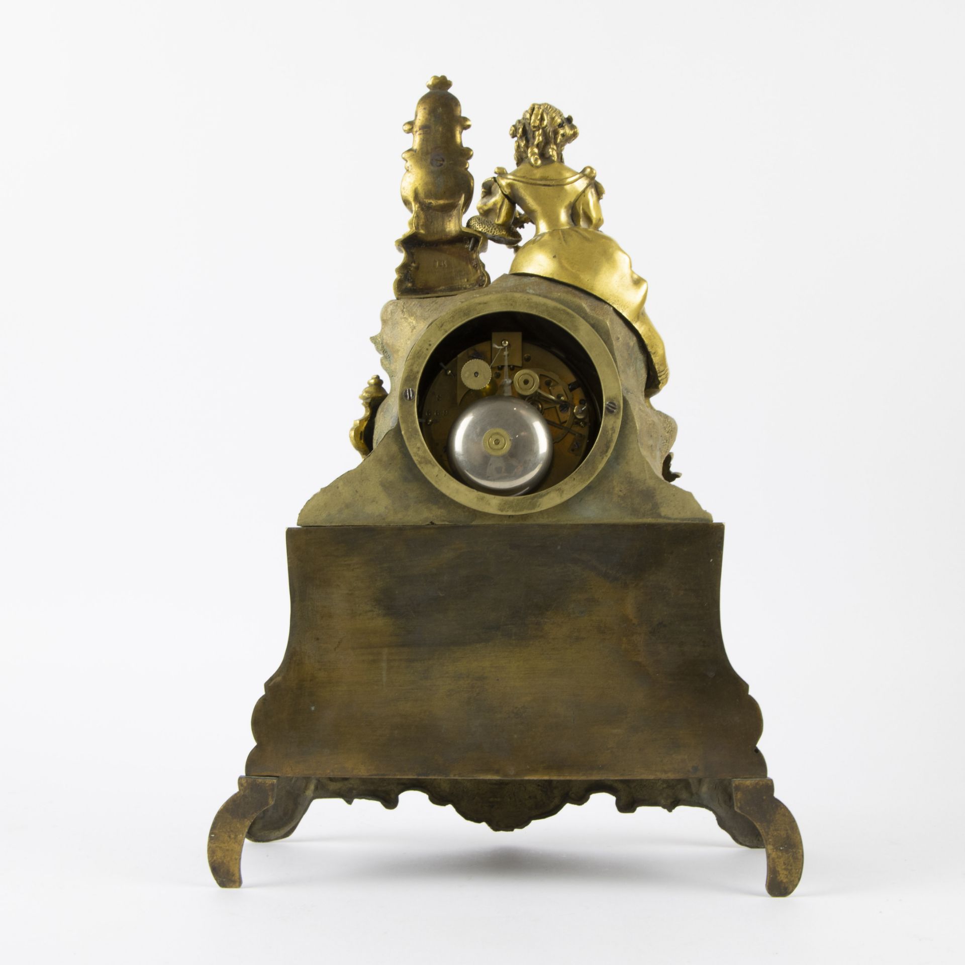 Bronze romantic mantel clock 19th century - Image 3 of 4