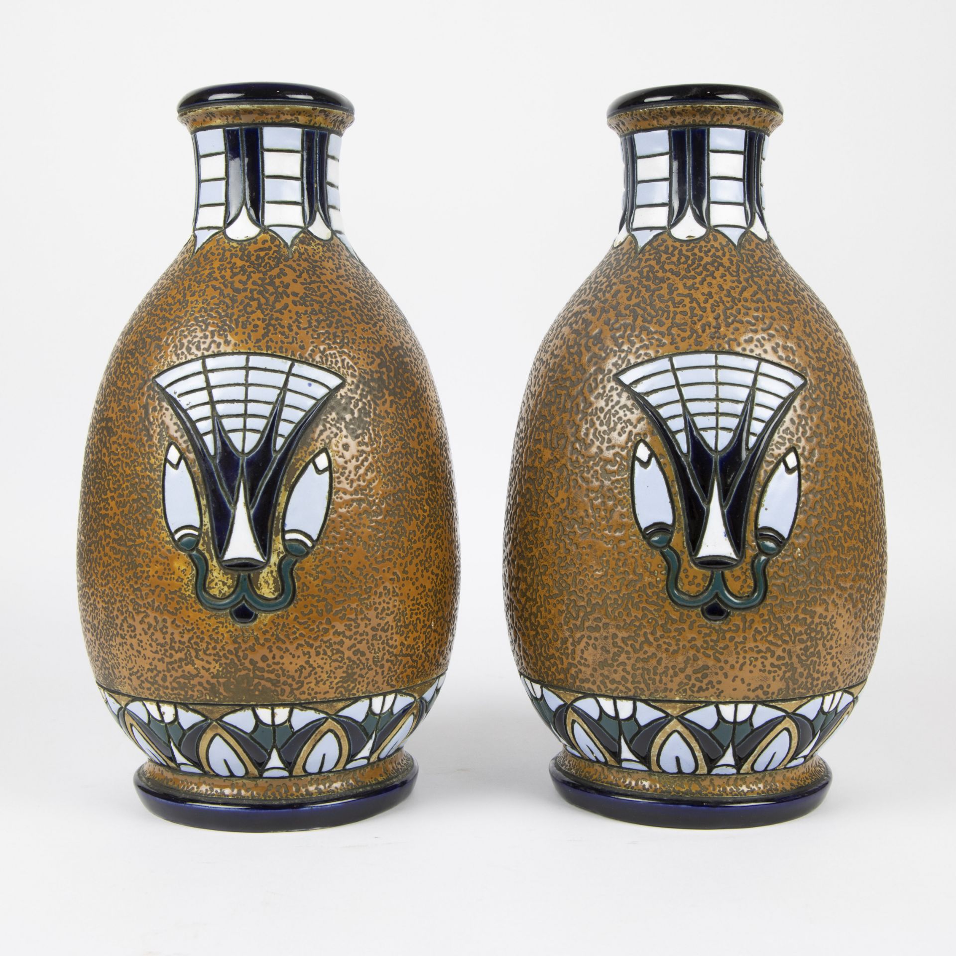 Pair Of Amphora Vases Ceramic Austria 1920s - Bild 3 aus 8