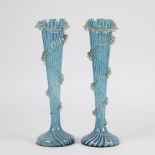 Pair of mouth-blown glass Murano vases