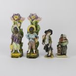 Collection of porcelain 2 flower holders and figures Capo di Monti