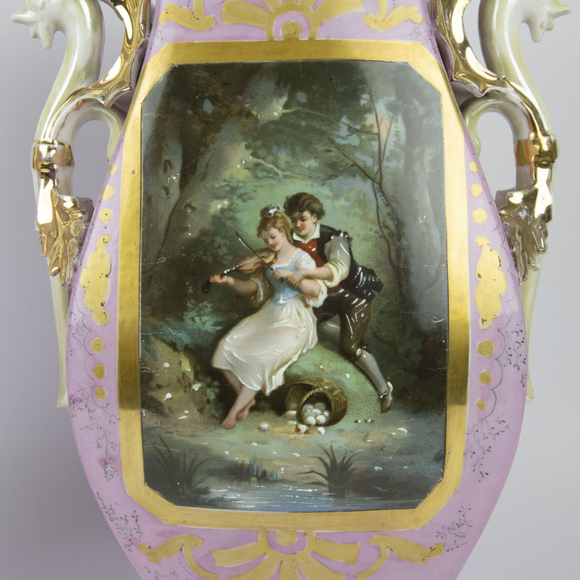 Pair of hand-painted 19th century vases Vieux Paris - Bild 2 aus 9