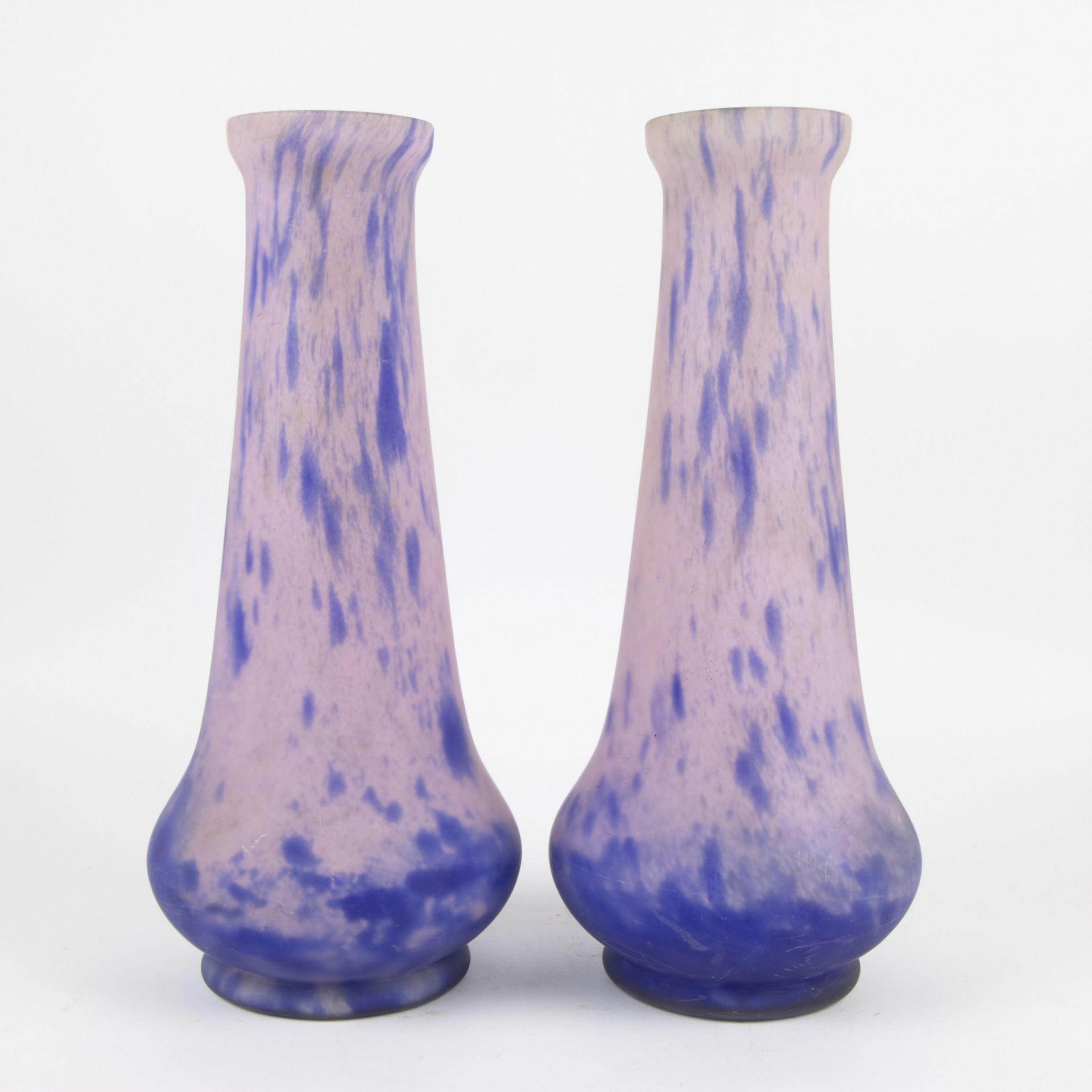 Couple of Daum vases in glass paste.