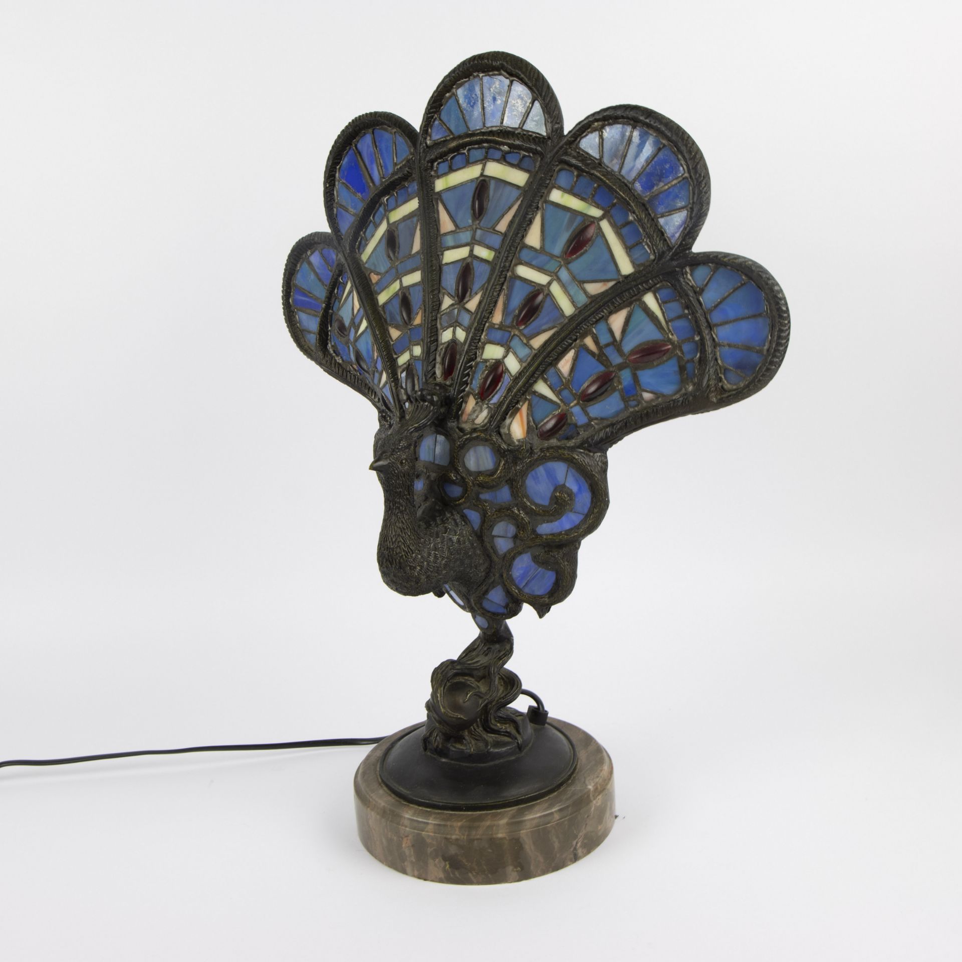 Tiffany Style Stained glass PEACOCK LAMP - Bild 2 aus 6