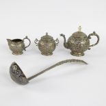 Dutch silver tea set circa 1900 and spoon, with hallmarks