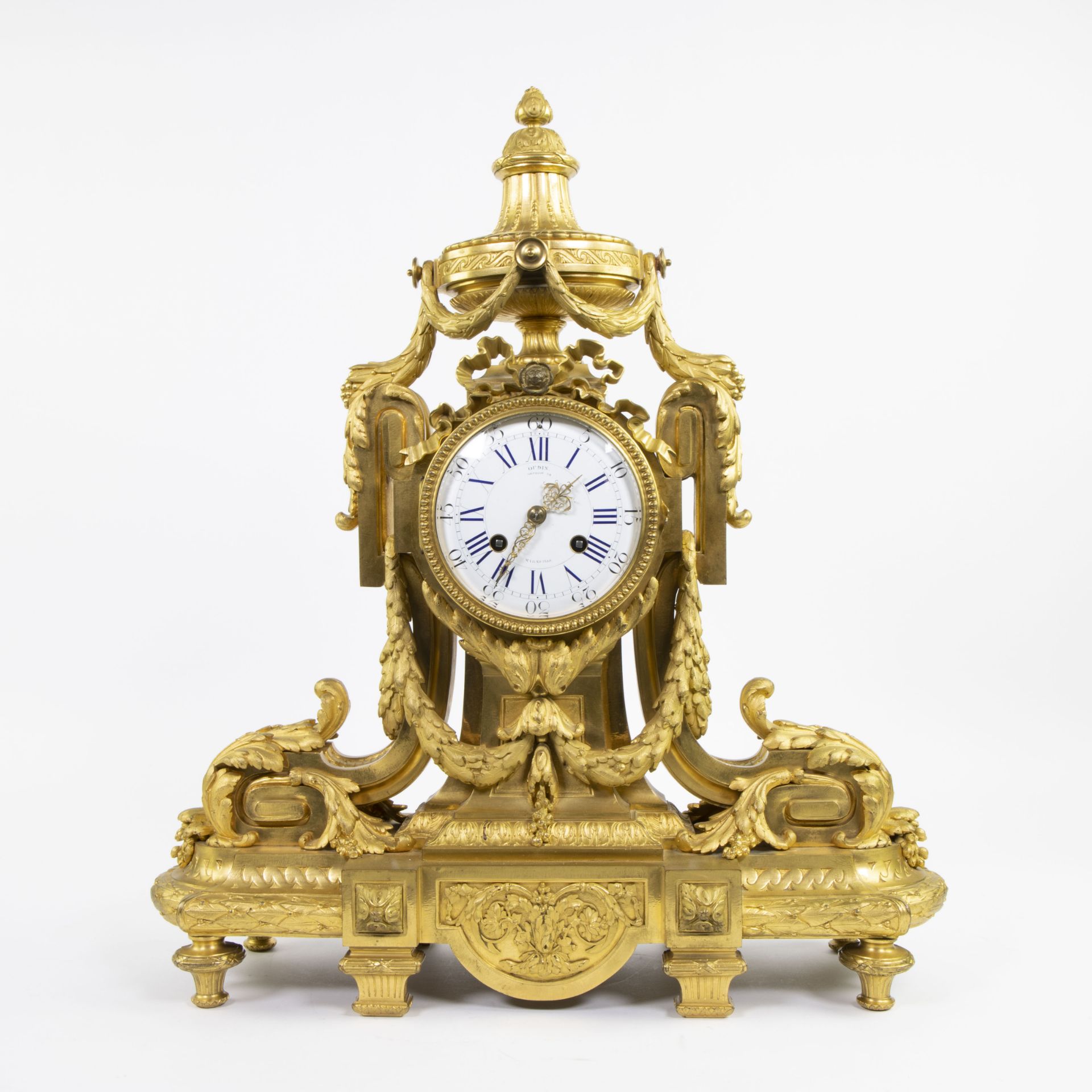 Mantel clock and candlesticks style Louis XV in gilded bronze Napoleon III period "Oudin in Marseill - Bild 2 aus 11