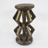 African stool with white Kaolin decorated Democratic Republic of Congo