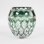 Val Saint Lambert double cut green cristal vase, signed VSL and maker