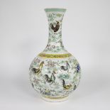 Chinese vase decorated with flowers and cocks