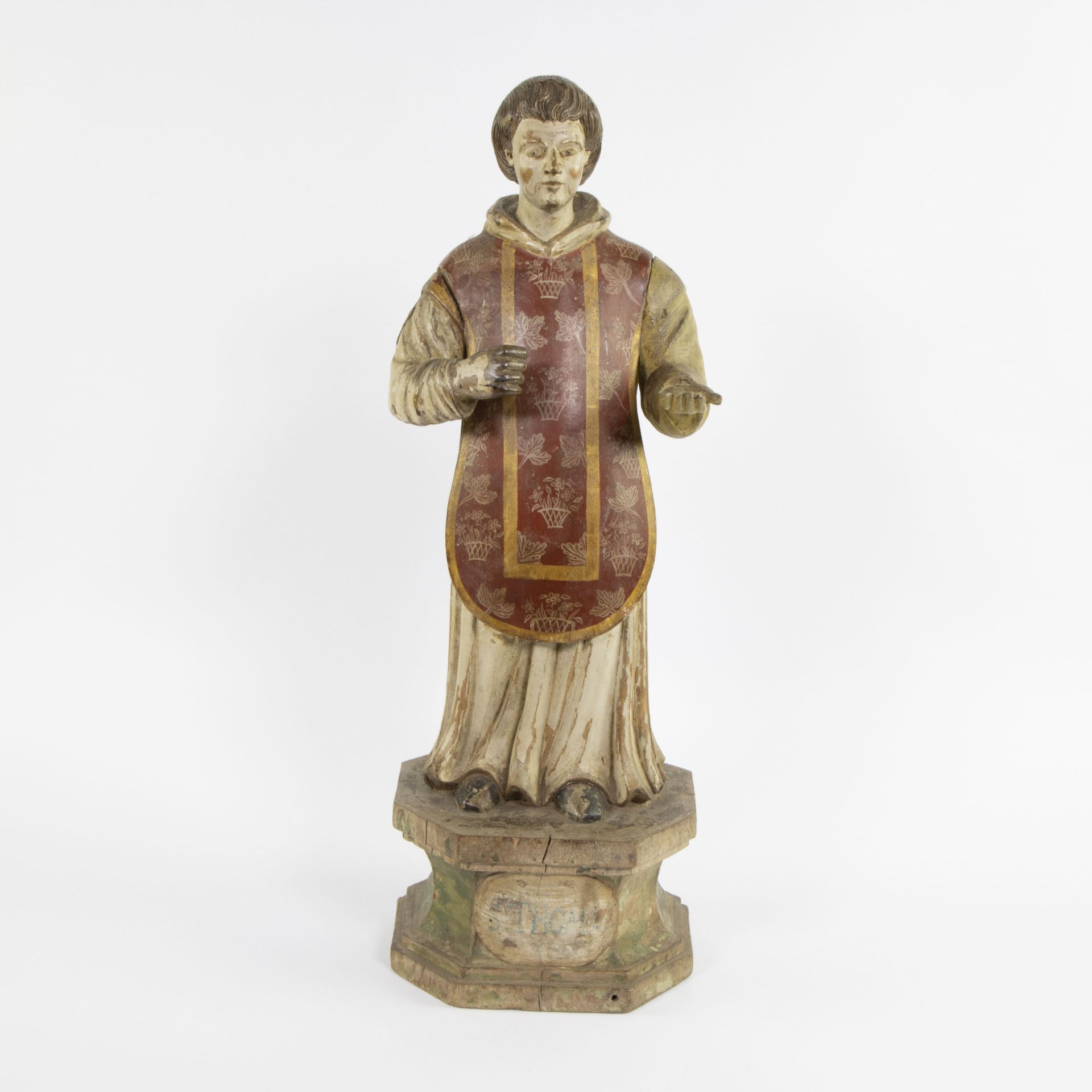 Wooden statue of a Saint with original polychrome 18th century