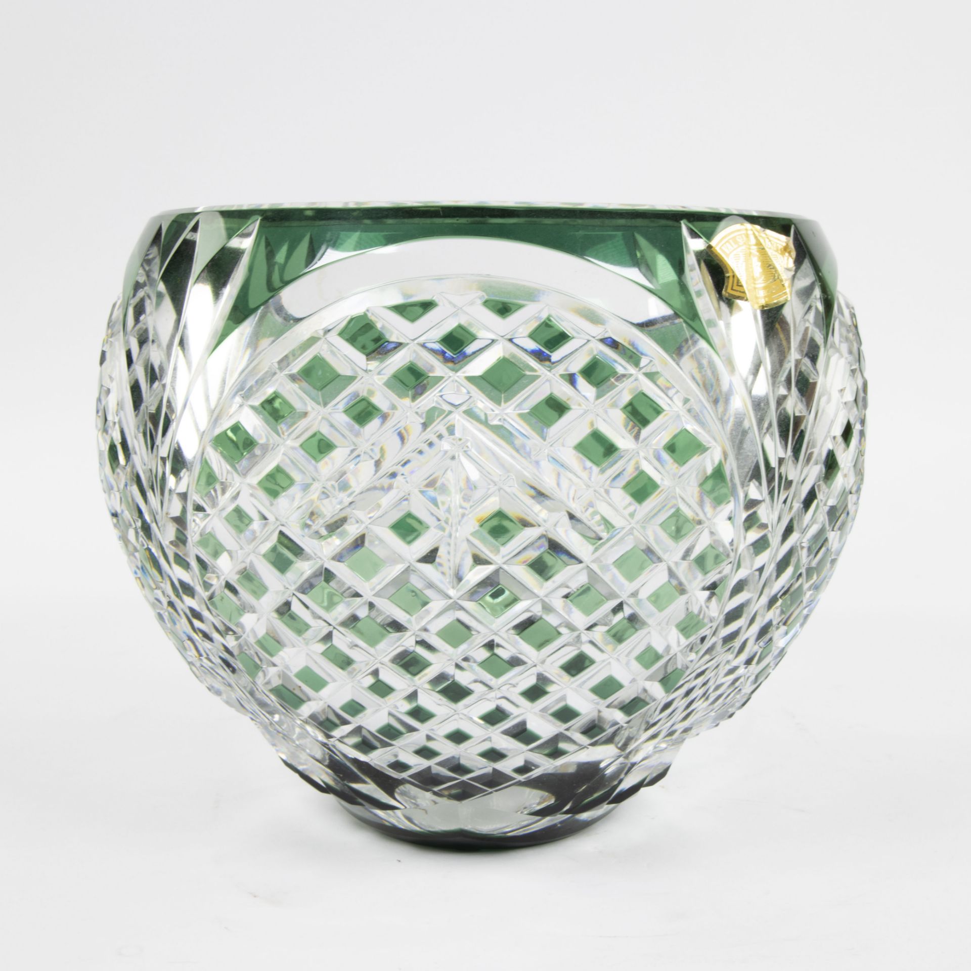 Val Saint Lambert double cut green cristal vase, signed VSL and numbered 63/1411 - Bild 2 aus 7