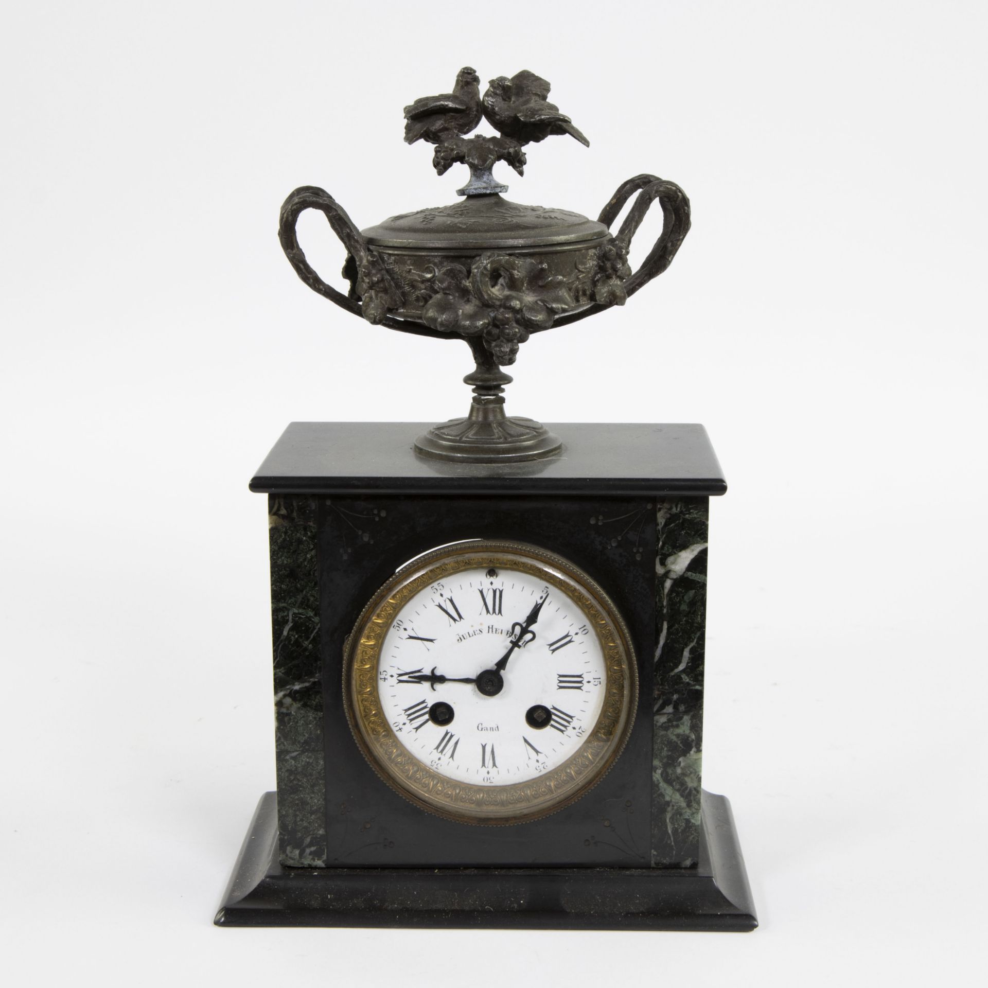 Marble Napoleon III clock Jules Huersel Gent