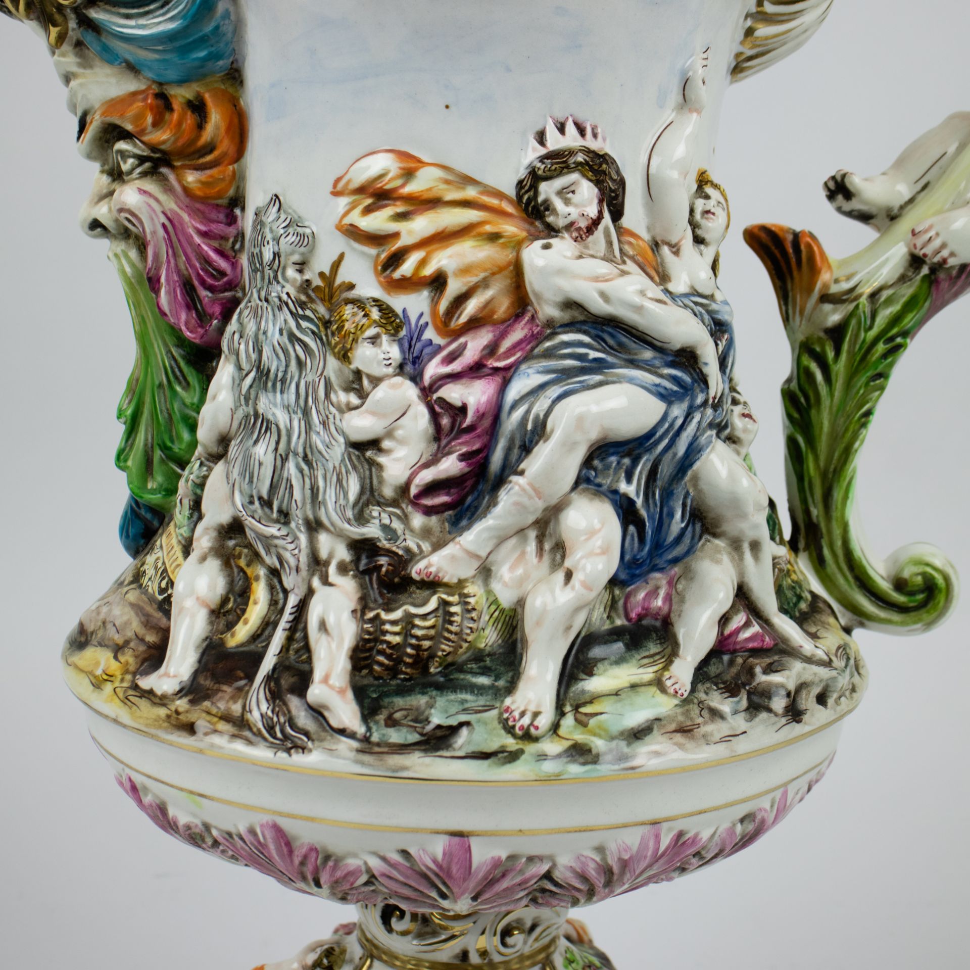 Richly decorated decorative jug Capo di Monti, marked - Bild 4 aus 14