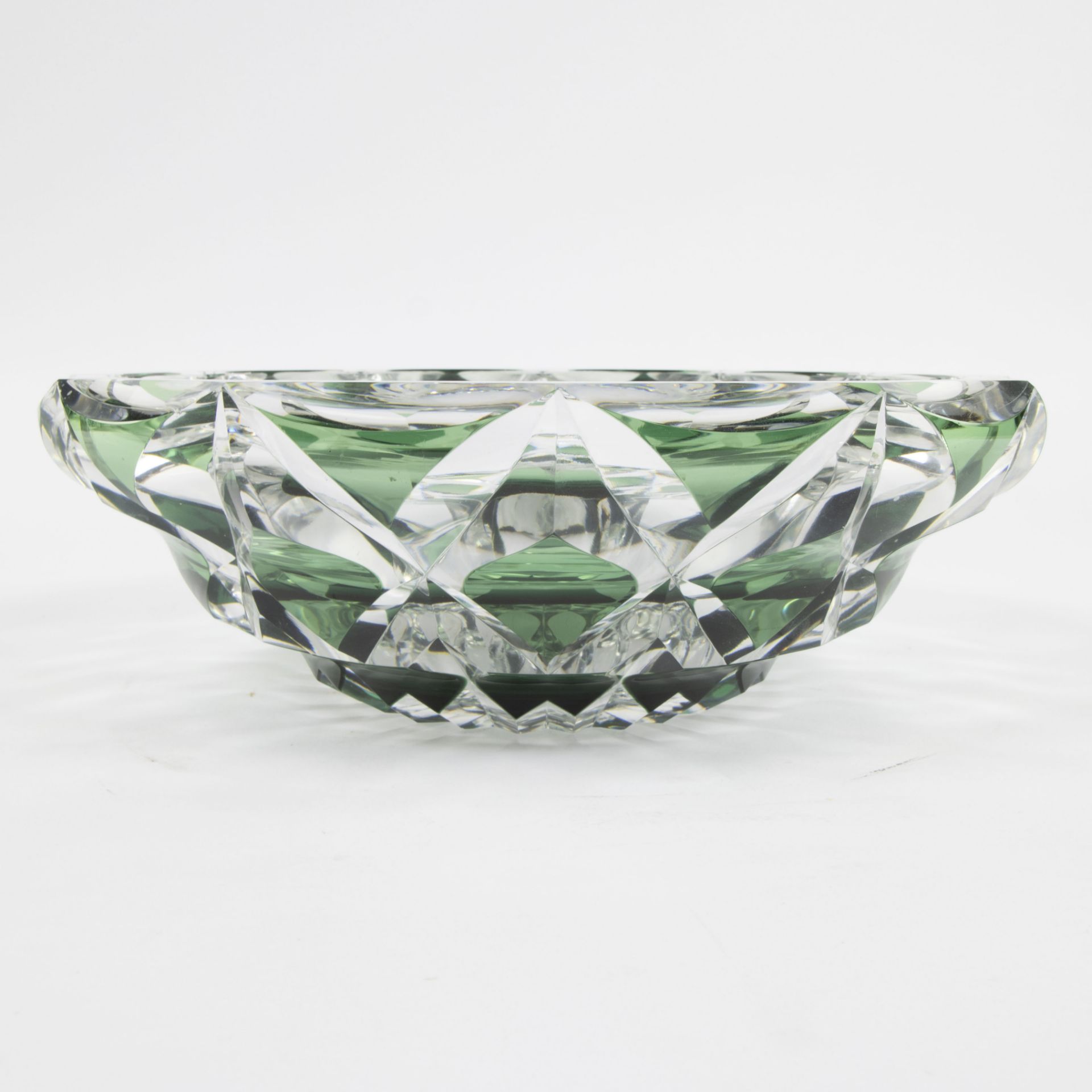 Val Saint Lambert double cut green crystal bowl, signed - Bild 4 aus 8