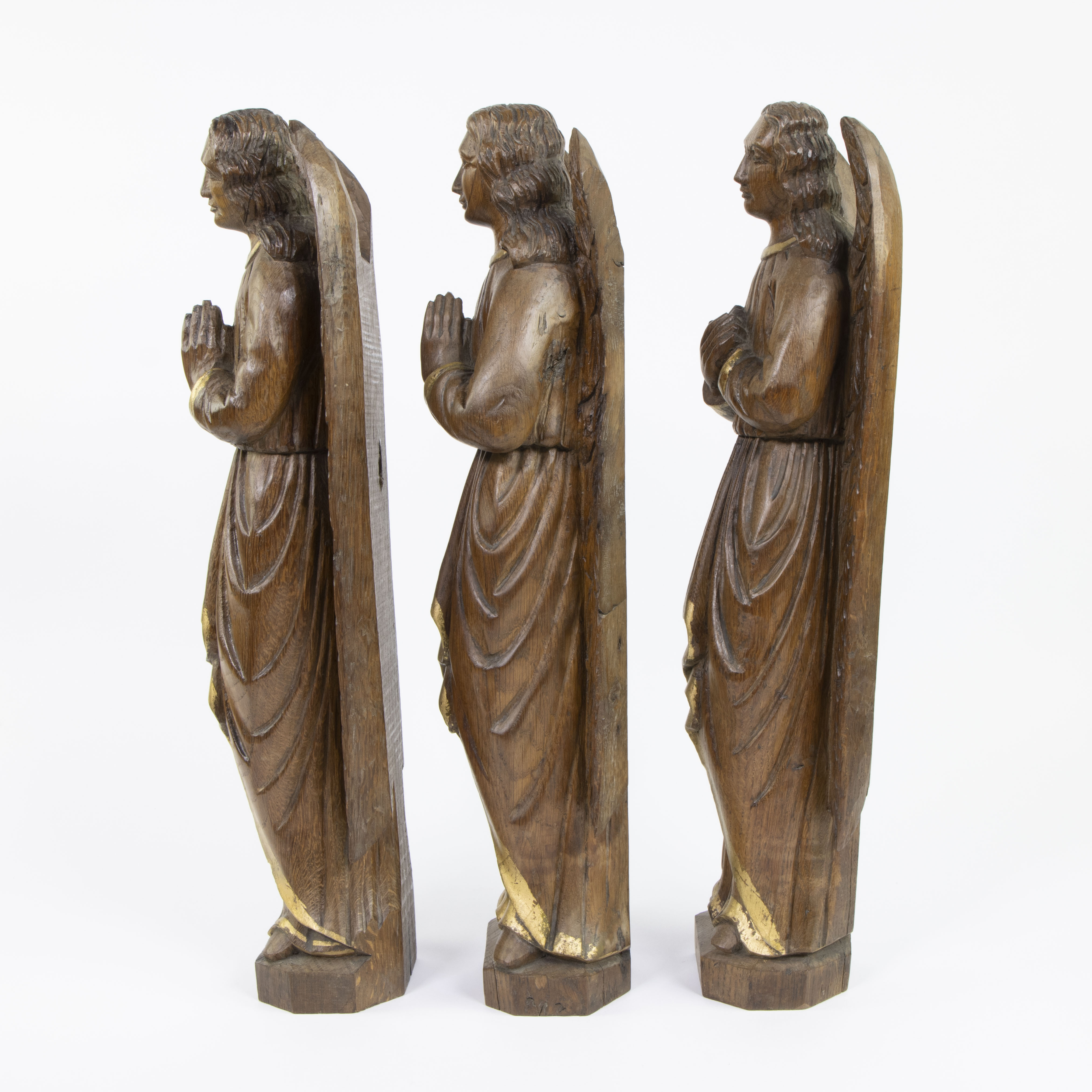 Lot of 3 19th century wooden angels - Image 2 of 5