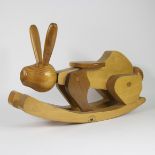 Solid wood rocking horse in the shape of a rabbit, La sauterelle France