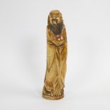 Chinese statue of an immortal in mammoth ivory, marked