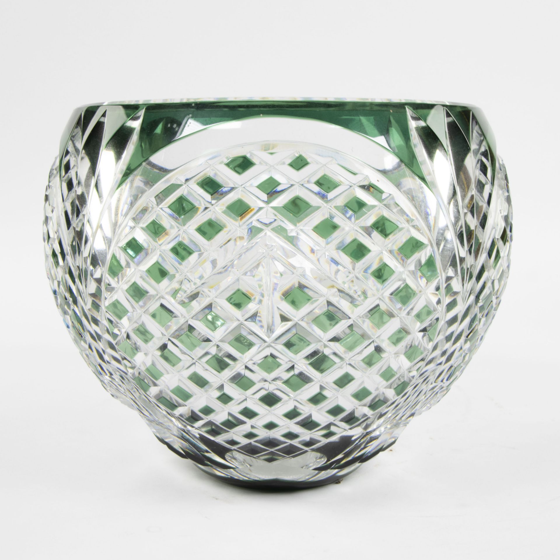 Val Saint Lambert double cut green cristal vase, signed VSL and numbered 63/1411 - Bild 4 aus 7