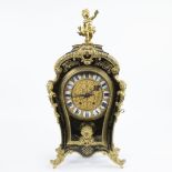 19th century large Boulle clock with brass Boulle inlay