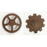 2 vintage wooden gears