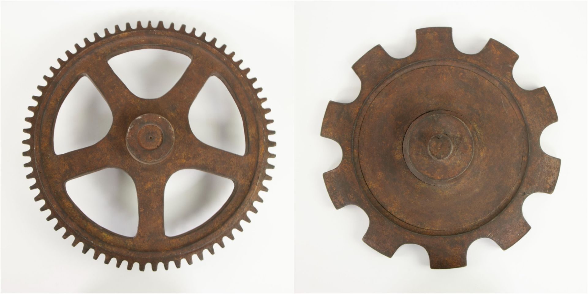 2 vintage wooden gears