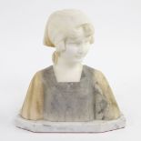 Girl bust in marble and alabaster