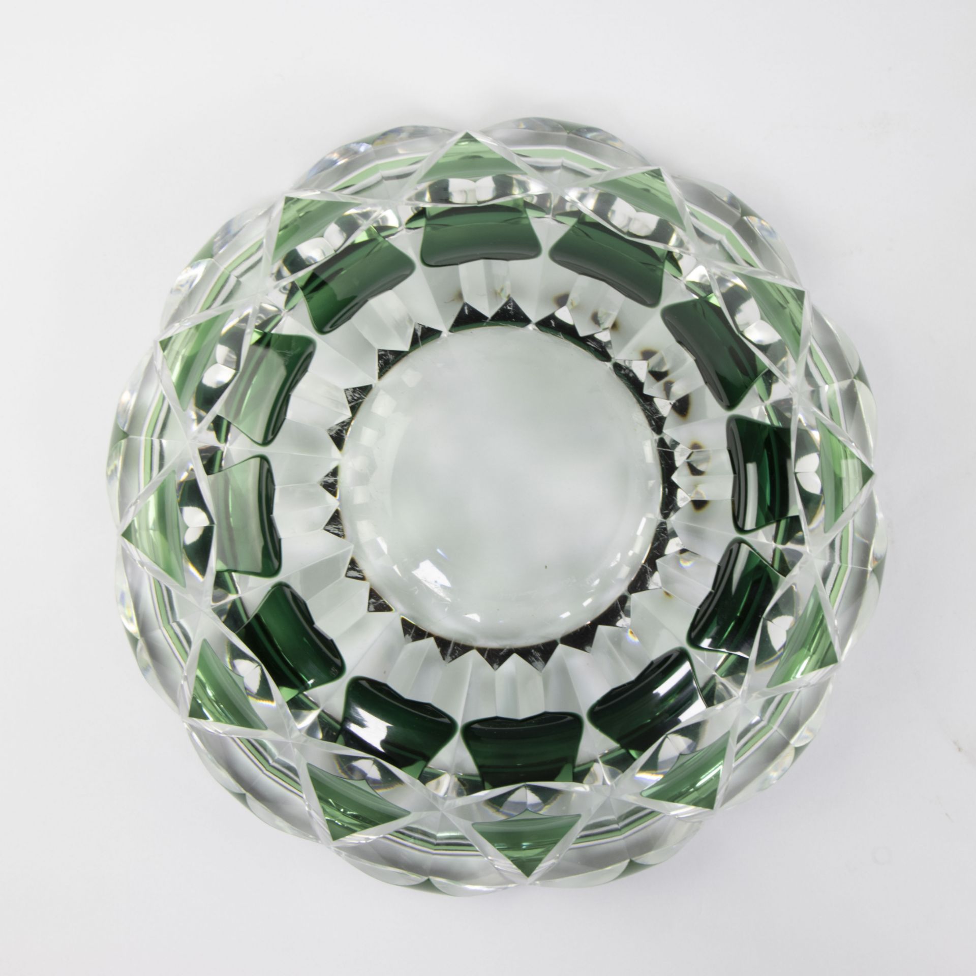 Val Saint Lambert double cut green crystal bowl, signed - Bild 7 aus 8