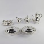 Christofle coffee and tea set and 2 dishes + silvered sauce bowl