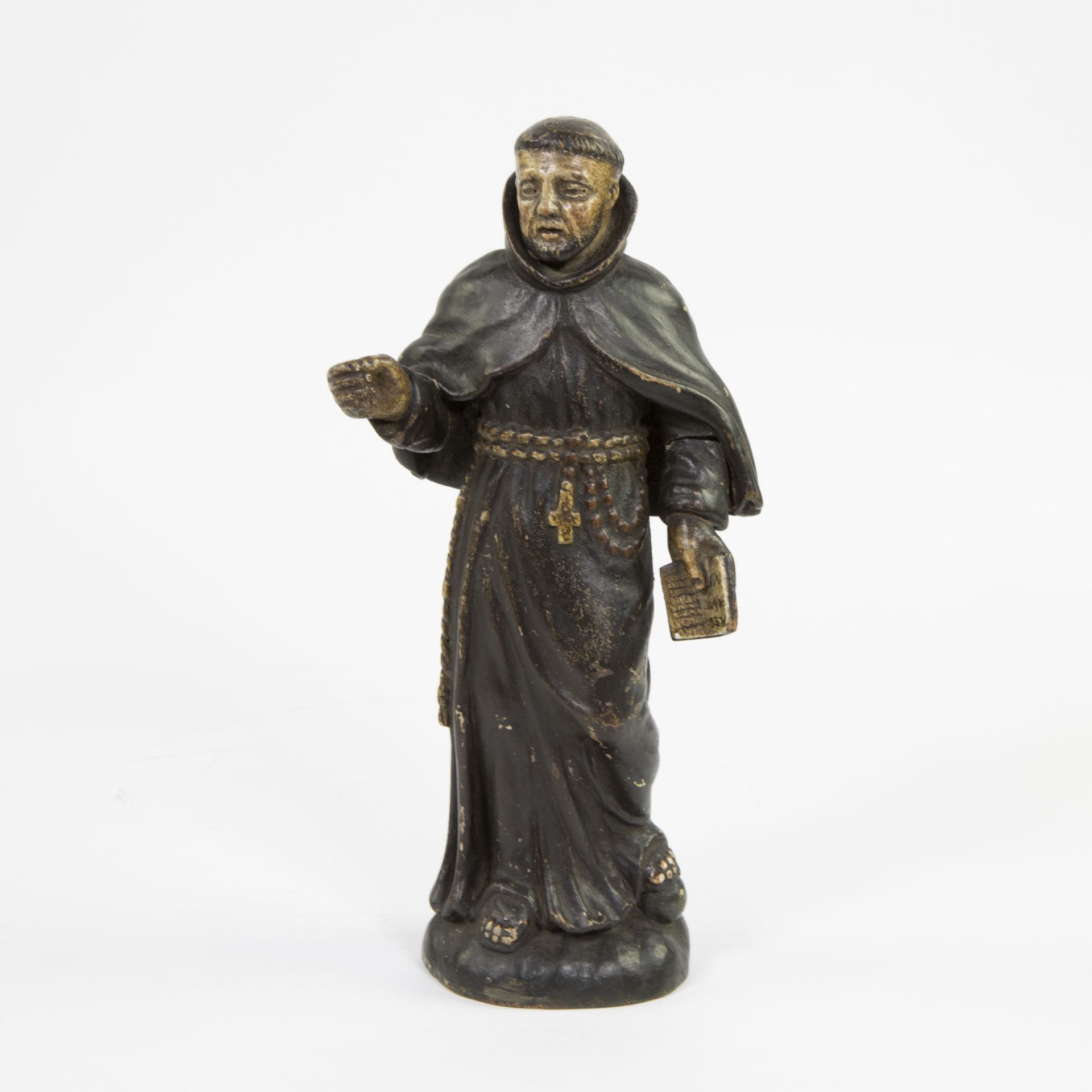 Spanish 18th century statue of Father with book, original polychromy