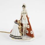 Art Deco ceramic lamp with decor Pierrot and Colombine