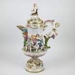 Richly decorated decorative jug Capo di Monti, marked