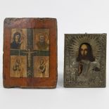 Antique Russian Icon (2), one with gilt metal, 19th century