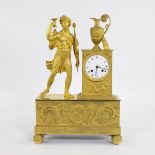 French antique fire-gilded Empire clock